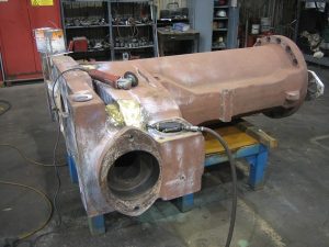 Chambersburg Cecoloy steam chest after braze welding
